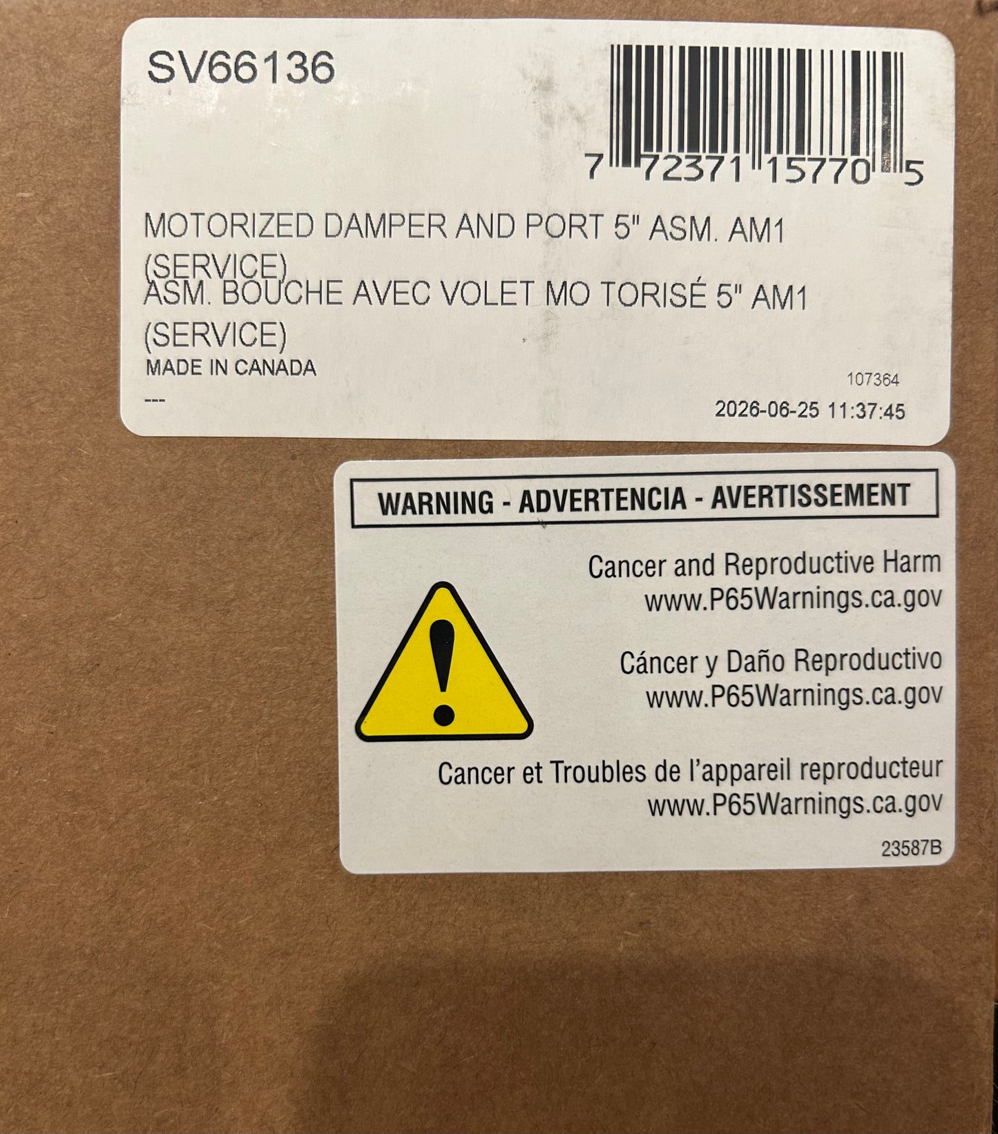 Venmar 5″ Motorized Damper Door Kit SV66136