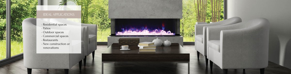 Amantii 72 - TRU - VIEW - XL – 3 Sided Electric Fireplace - Impressive Climate Control
