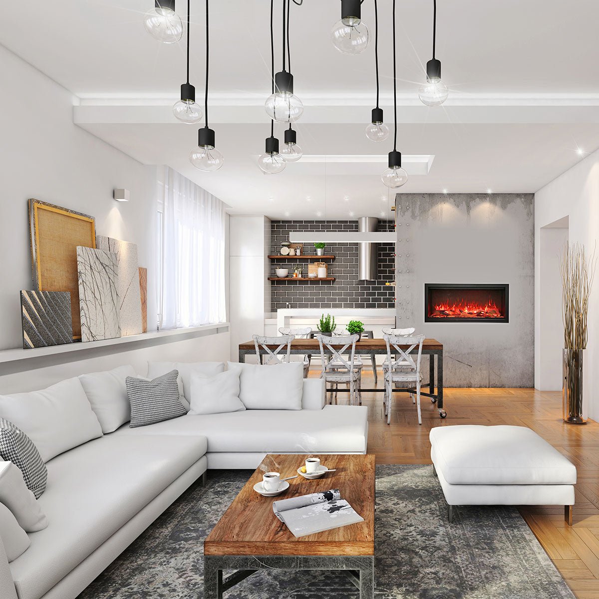 Amantii Symmetry 42 - XT Smart Electric Fireplace - Impressive Climate Control