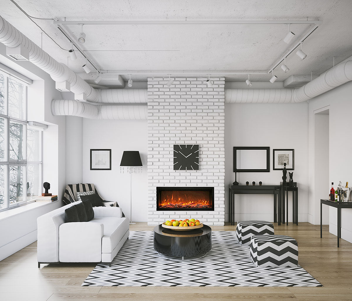 Amantii Symmetry 50 - XT Smart Electric Fireplace - Impressive Climate Control
