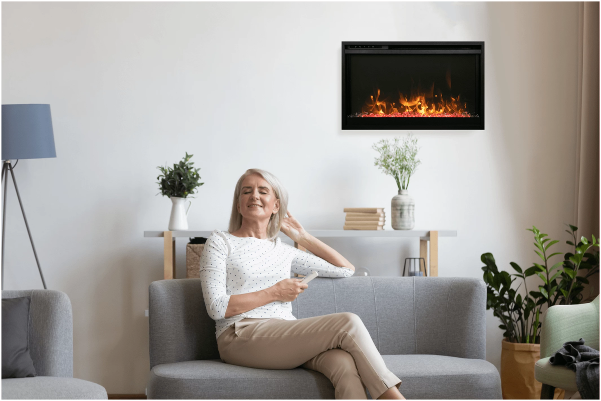 Amantii TRD Xtra Slim Smart Electric Fireplace - Impressive Climate Control