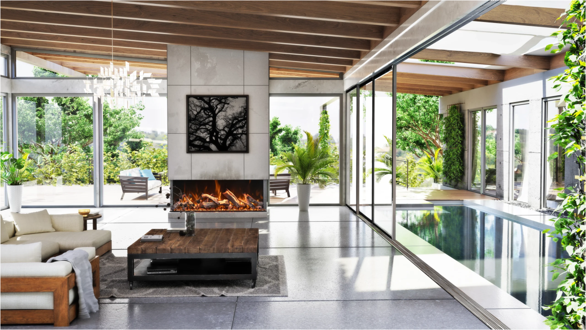 Amantii TruView Bespoke Electric Fireplace (3 - sided) - Impressive Climate Control