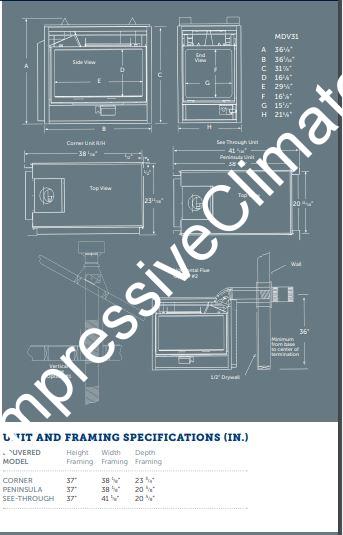 Kingsman MDV31 Direct Vent Fireplace - Impressive Climate Control