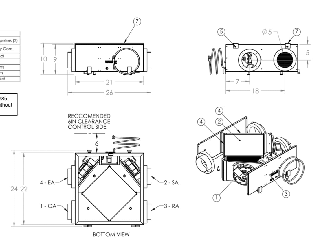 NU - AIR ES095 ERV - Ceiling Mount - 72 CFM - Impressive Climate Control