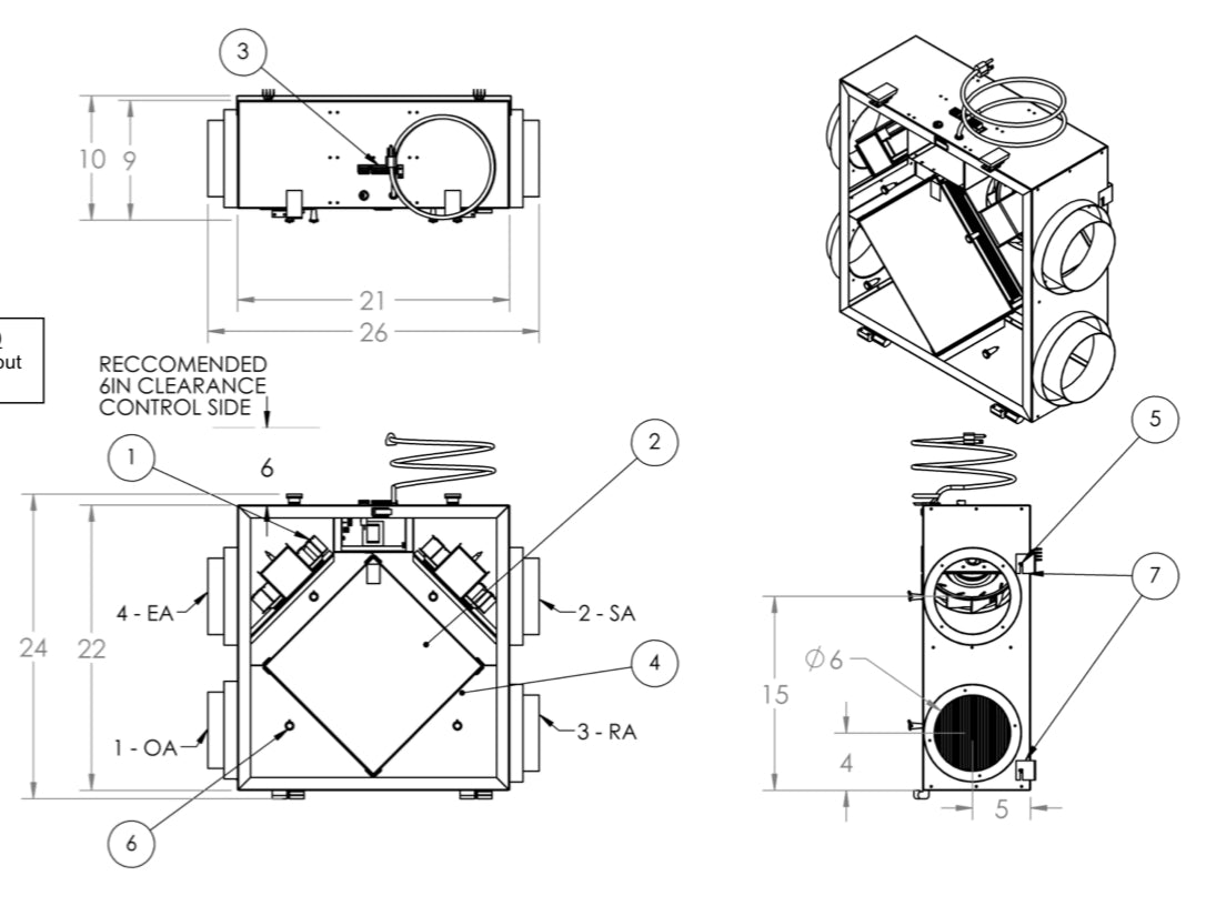 NU - AIR ES115E ERV - Ceiling Mount - 109 CFM - Impressive Climate Control