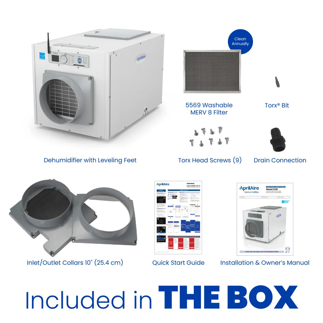 AprilAire E130W Whole-Home Wi-Fi Dehumidifier (130 Pints) - Impressive Climate Control