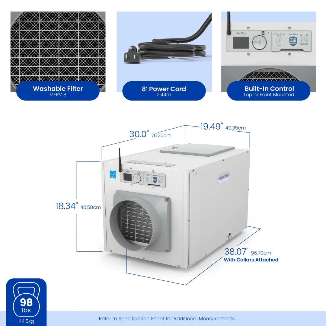 AprilAire E130W Whole-Home Wi-Fi Dehumidifier (130 Pints) - Impressive Climate Control