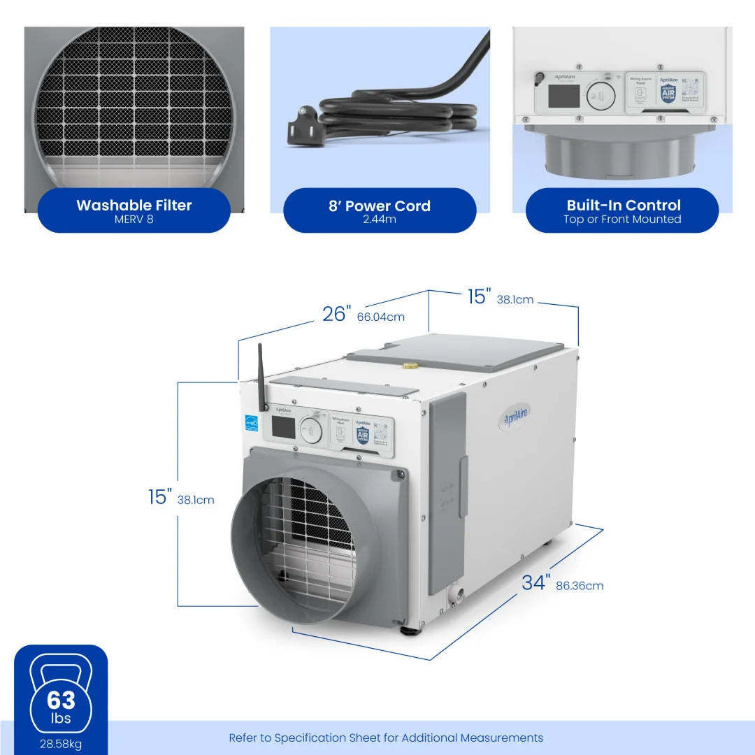 AprilAire E080W Whole-Home Wi-Fi Dehumidifier (80 Pints) - Impressive Climate Control