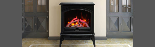 Amantii E - 50 Cast Iron Freestand Electric Fireplace - Impressive Climate Control