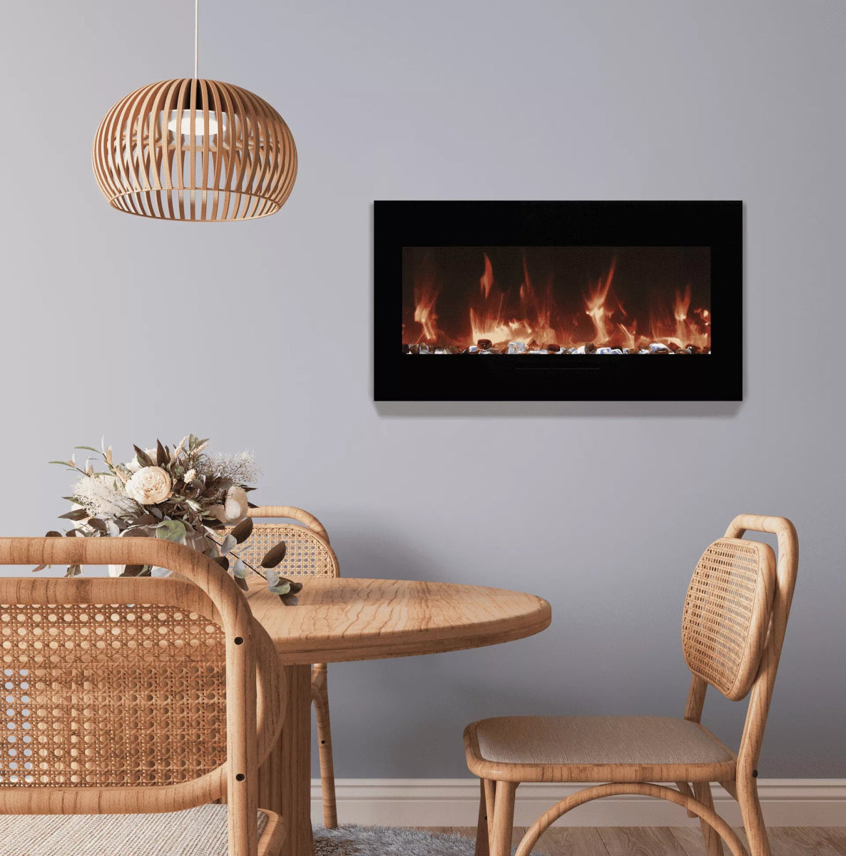 Amantii WM - FM - BG wall mount Electric Fireplace - Impressive Climate Control
