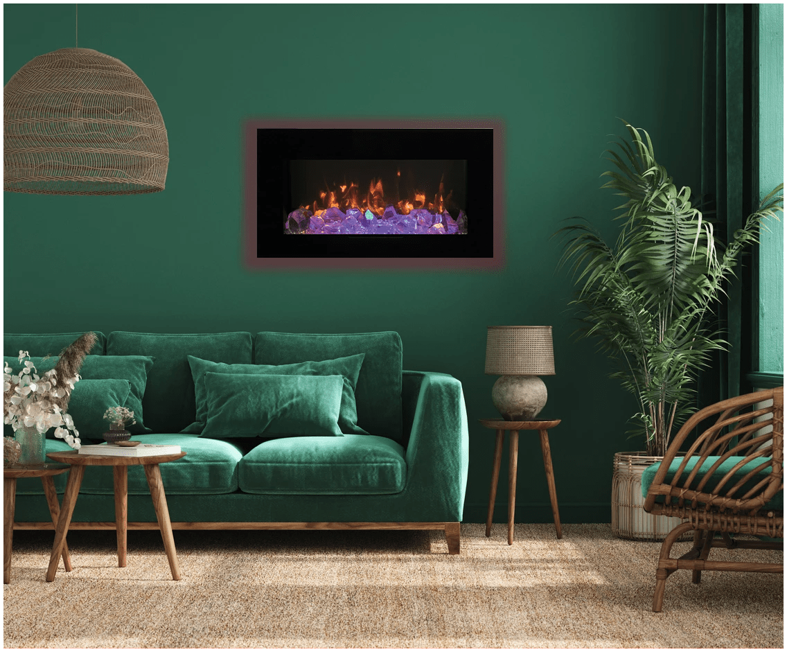 Amantii WM - FM - BG wall mount Electric Fireplace - Impressive Climate Control