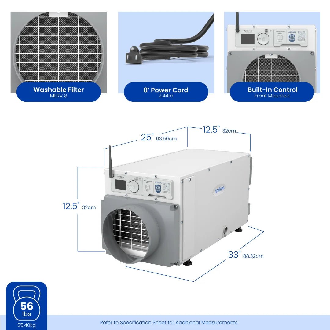 AprilAire E070W Whole-Home Wi-Fi Dehumidifier (70 Pints) - Impressive Climate Control