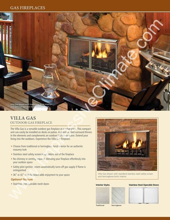 Outdoor Villa 42 Gas Fireplace - Impressive Climate Control