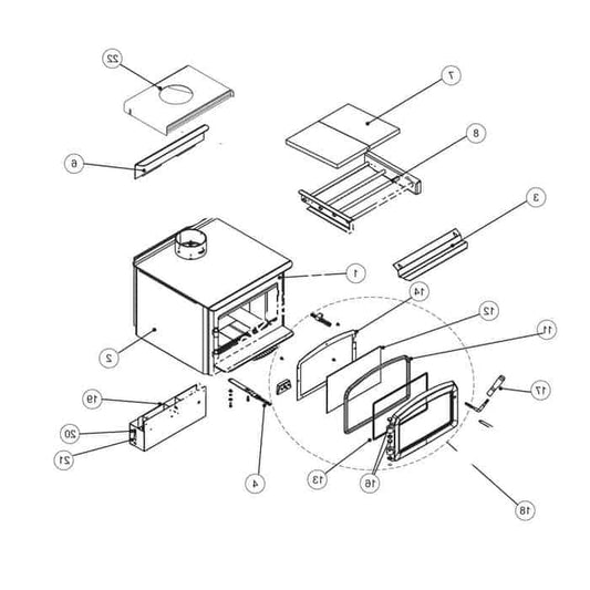 Regency F2450 Wood Stove Main Assembly Parts - Impressive Climate Control