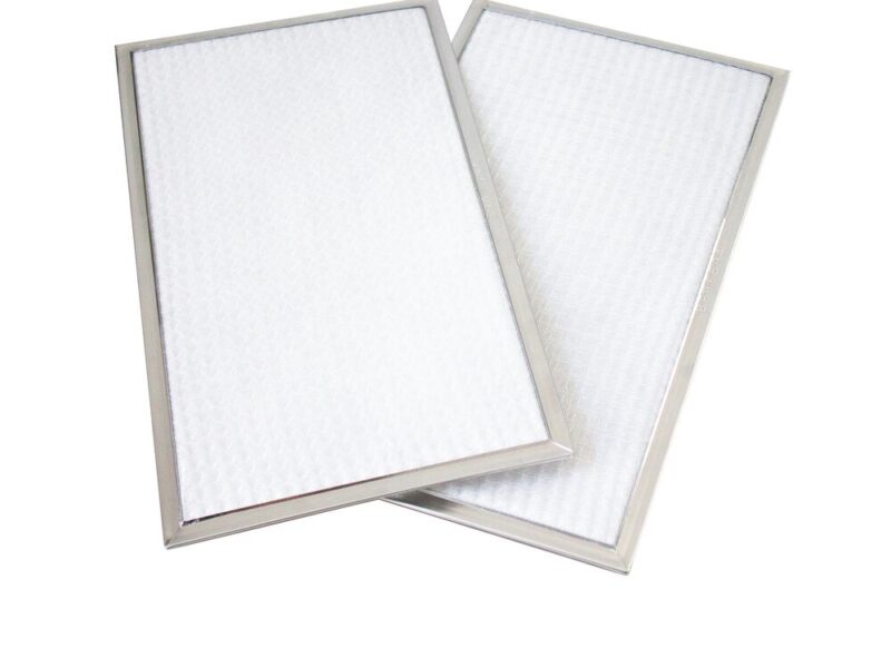 Replacement filter kit features 2 washable aluminum mesh filters with MERV6 rating for exhaust air.